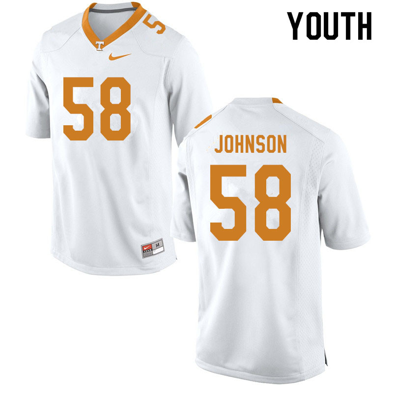 Youth #58 Jahmir Johnson Tennessee Volunteers College Football Jerseys Sale-White